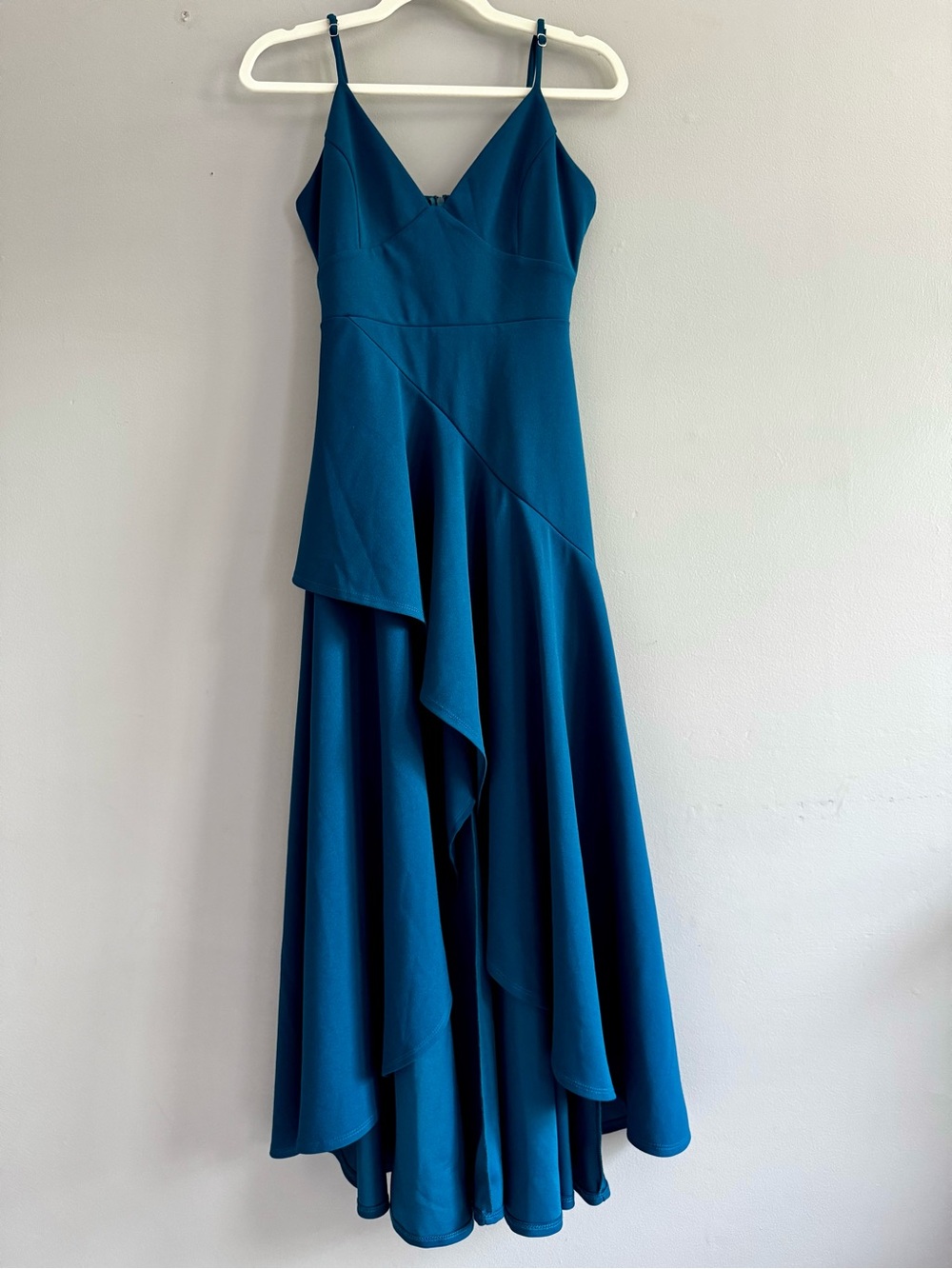 💥Last Chance!! Anna Grace Teal High-Low Spaghetti Strap Maxi Dress in size M